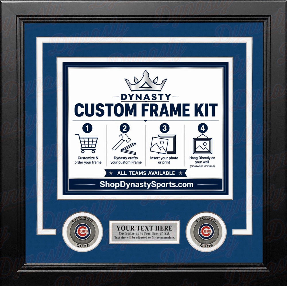 Dynasty Sports & Framing Custom Framing Royal Blue Matting & White Trim / Landscape (Horizontal); Standard Glass / No Nameplate or Medallions Chicago Cubs Custom MLB Baseball 11x14 Picture Frame Kit (Multiple Colors)