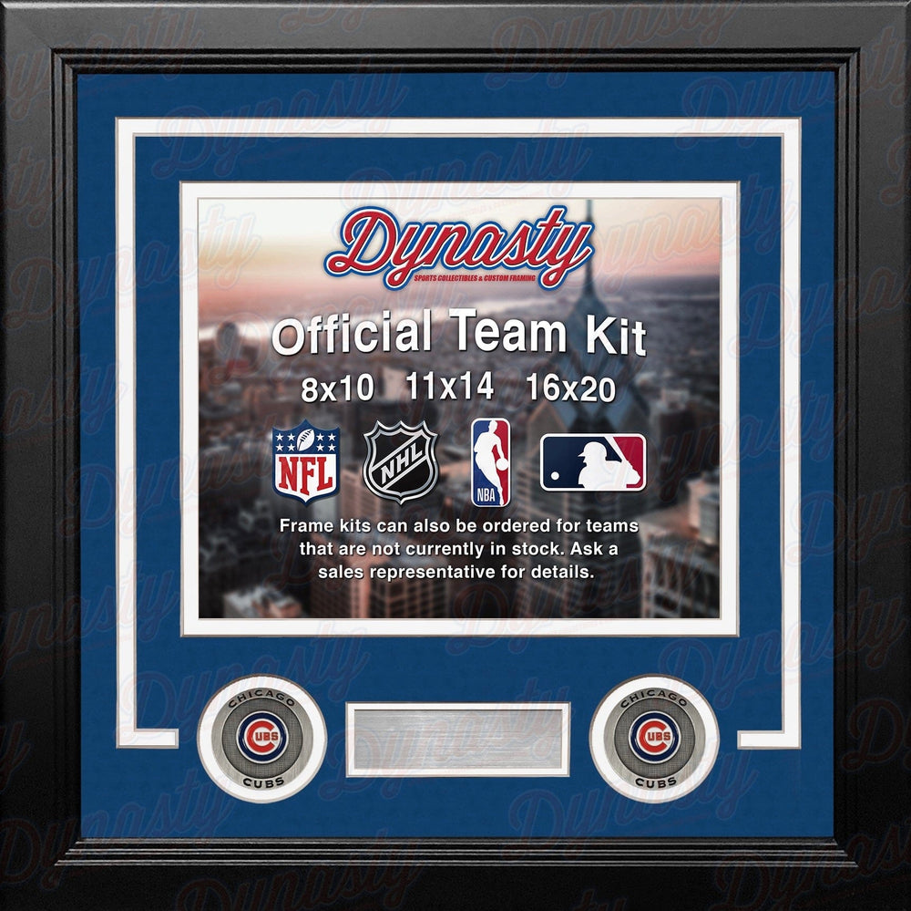 Dynasty Sports & Framing Custom Framing Royal Blue Matting & White Trim / Landscape (Horizontal); Standard Glass / No Nameplate or Medallions Chicago Cubs Custom MLB Baseball 8x10 Picture Frame Kit (Multiple Colors)