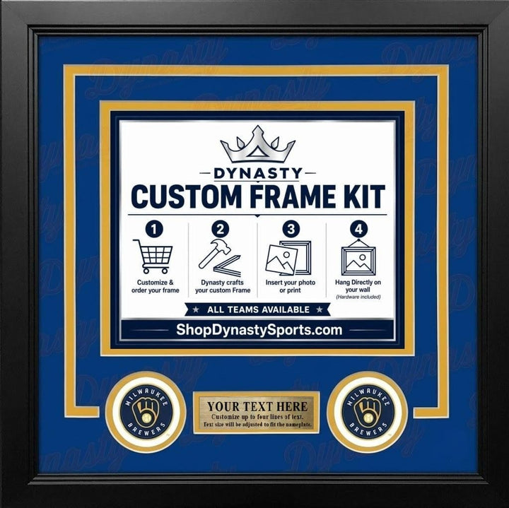 Dynasty Sports & Framing Custom Framing Royal Blue Matting & Yellow Trim / Landscape (Horizontal); Standard Glass / No Nameplate or Logos Milwaukee Brewers Custom MLB Baseball 8x10 Picture Frame Kit (Multiple Colors)