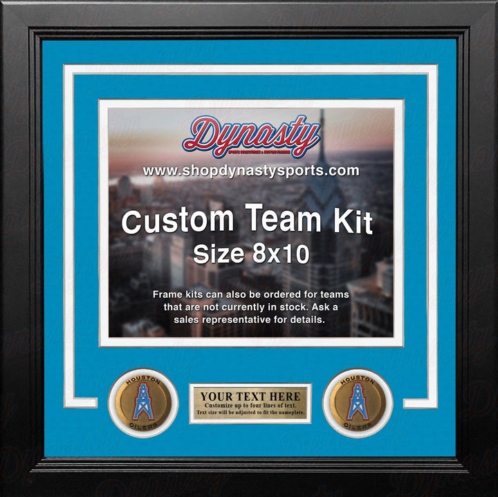Dynasty Sports & Framing Custom Framing Sky Blue Matting & White Trim / Landscape (Horizontal); Standard Glass / No Nameplate or Medallions Houston Oilers Throwback Custom NFL Football 8x10 Picture Frame Kit (Multiple Colors)