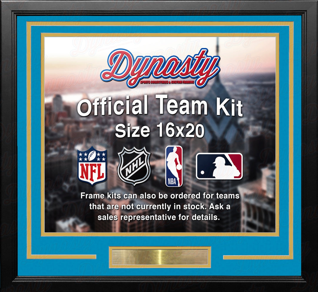 Dynasty Sports & Framing Custom Framing Sky Blue Matting & Yellow Trim / Landscape (Horizontal); Standard Glass / No Nameplate or Medallions Denver Nuggets Throwback Custom NBA Basketball 16x20 Picture Frame Kit (Multiple Colors)