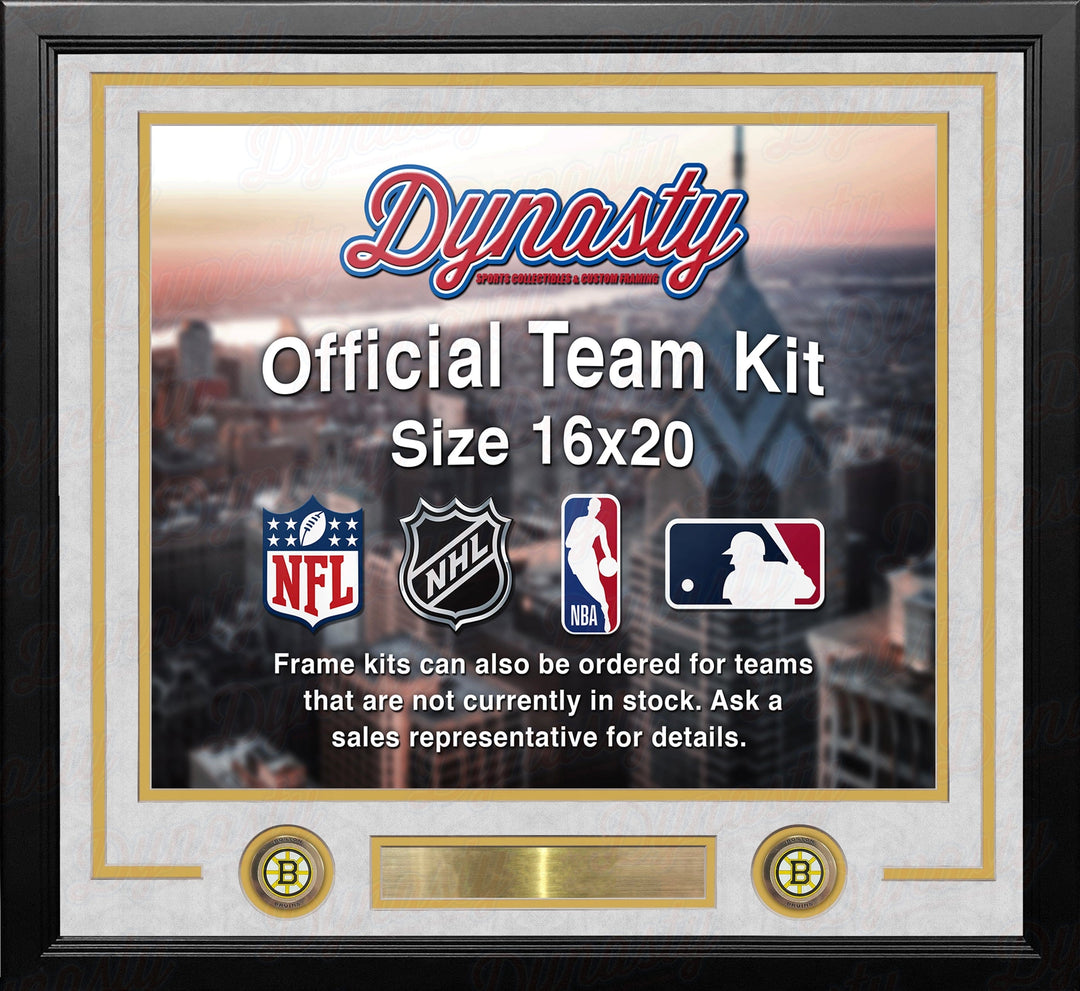 Dynasty Sports & Framing Custom Framing Suede White Matting & Yellow Trim / Landscape (Horizontal); Standard Glass / No Nameplate or Logos Boston Bruins Custom NHL Hockey 16x20 Picture Frame Kit (Multiple Colors)