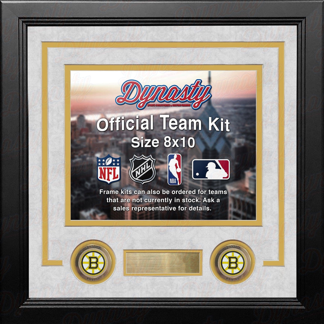 Dynasty Sports & Framing Custom Framing Suede White Matting & Yellow Trim / Landscape (Horizontal); Standard Glass / No Nameplate or Logos Boston Bruins Custom NHL Hockey 8x10 Picture Frame Kit (Multiple Colors)