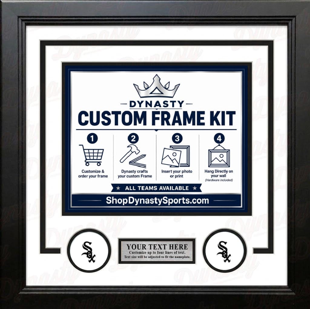 Dynasty Sports & Framing Custom Framing White Matting & Black Trim / Landscape (Horizontal); Standard Glass / No Nameplate or Logos Chicago White Sox Custom MLB Baseball 11x14 Picture Frame Kit (Multiple Colors)