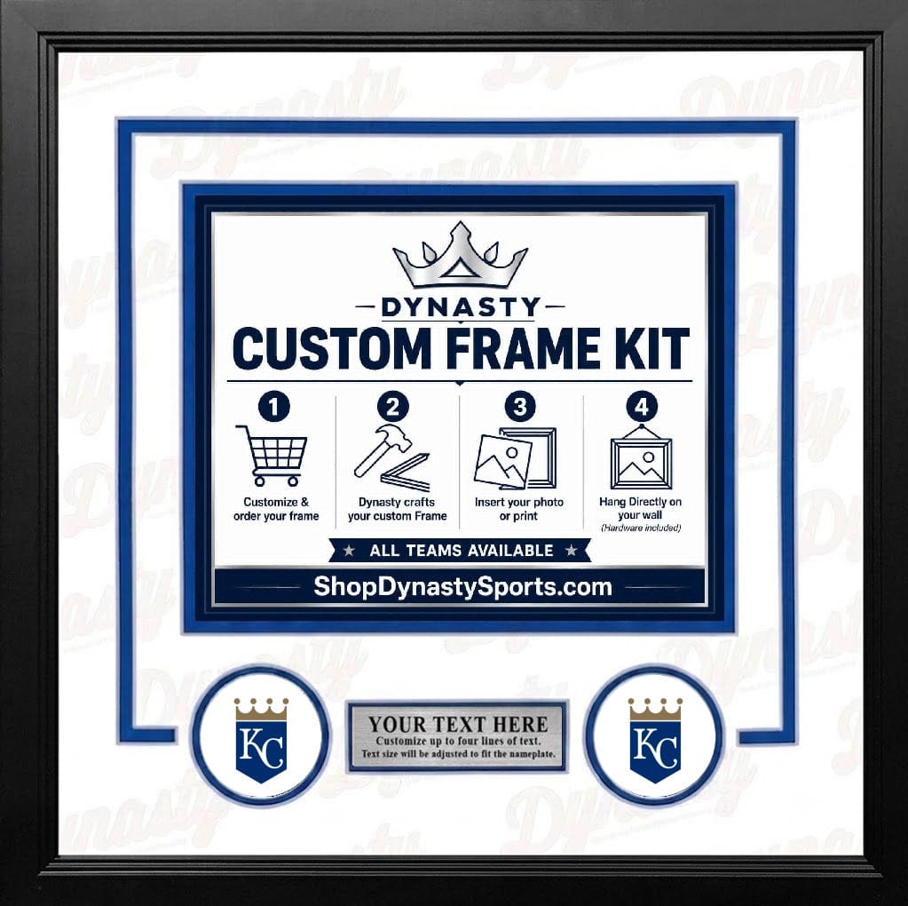 Dynasty Sports & Framing Custom Framing White Matting & Blue Trim / Landscape (Horizontal); Standard Glass / No Nameplate or Logos Kansas City Royals Custom MLB Baseball 11x14 Picture Frame Kit (Multiple Colors)