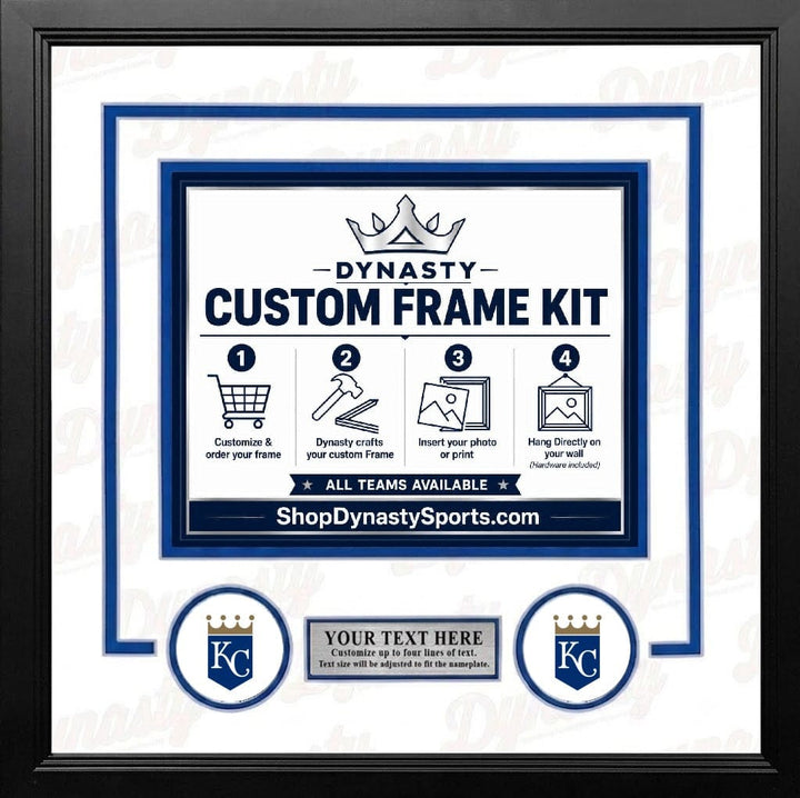 Dynasty Sports & Framing Custom Framing White Matting & Blue Trim / Landscape (Horizontal); Standard Glass / No Nameplate or Logos Kansas City Royals Custom MLB Baseball 8x10 Picture Frame Kit (Multiple Colors)
