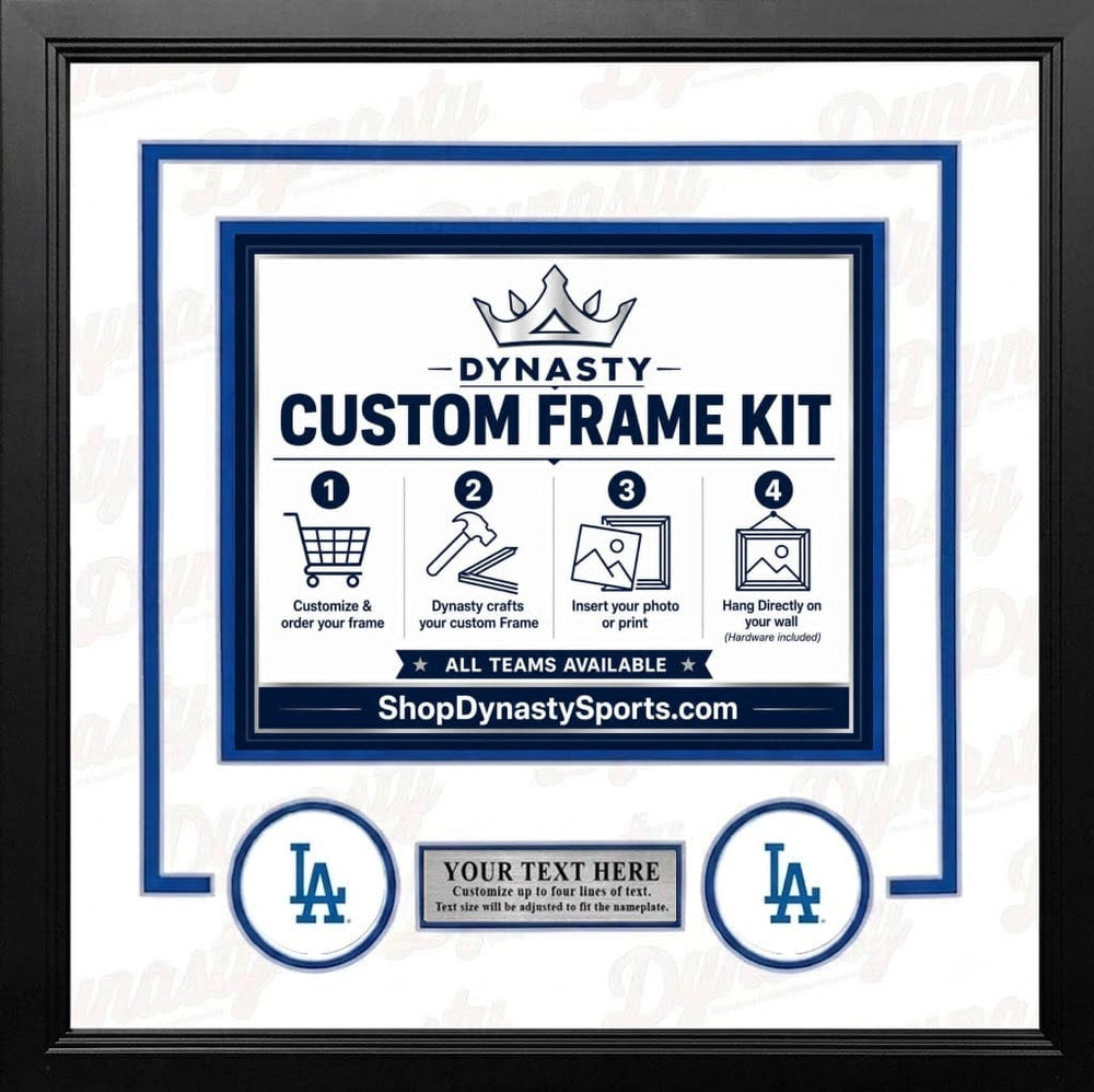 Dynasty Sports & Framing Custom Framing White Matting & Blue Trim / Landscape (Horizontal); Standard Glass / No Nameplate or Logos Los Angeles Dodgers Custom MLB Baseball 8x10 Picture Frame Kit (Multiple Colors)