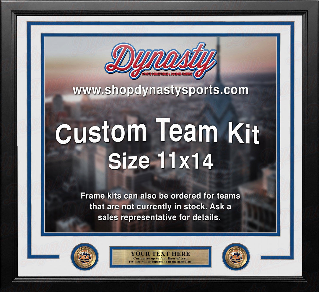 Dynasty Sports & Framing Custom Framing White Matting & Blue Trim / Landscape (Horizontal); Standard Glass / No Nameplate or Medallions New York Mets Custom MLB Baseball 11x14 Picture Frame Kit (Multiple Colors)