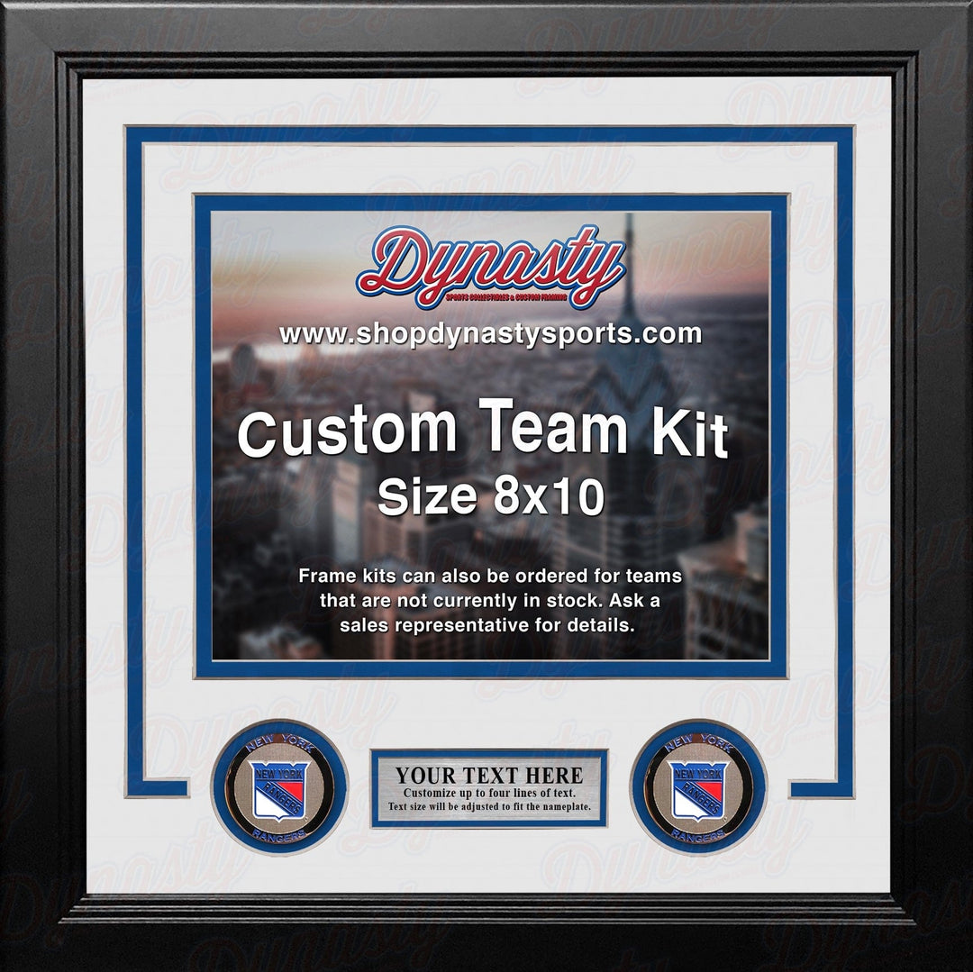 Dynasty Sports & Framing Custom Framing White Matting & Blue Trim / Landscape (Horizontal); Standard Glass / No Nameplate or Medallions New York Rangers Custom NHL Hockey 8x10 Picture Frame Kit (Multiple Colors)
