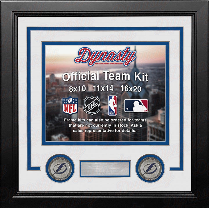 Dynasty Sports & Framing Custom Framing White Matting & Blue Trim / Landscape (Horizontal); Standard Glass / No Nameplate Tampa Bay Lightning Custom NHL Hockey 11x14 Picture Frame Kit (Multiple Colors)