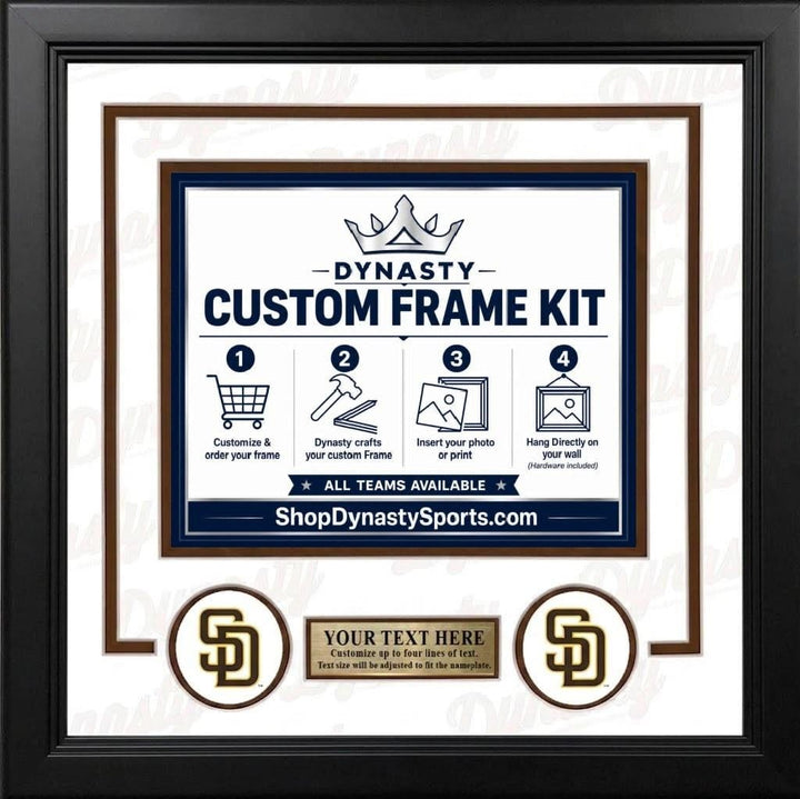 Dynasty Sports & Framing Custom Framing White Matting & Brown Trim / Landscape (Horizontal); Standard Glass / No Nameplate or Logos San Diego Padres Custom MLB Baseball 11x14 Picture Frame Kit (Multiple Colors)