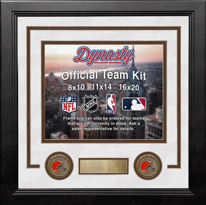 Dynasty Sports & Framing Custom Framing White Matting & Brown Trim / Landscape (Horizontal); Standard Glass / No Nameplate or Medallions Cleveland Browns Custom NFL Football 11x14 Picture Frame Kit (Multiple Colors)