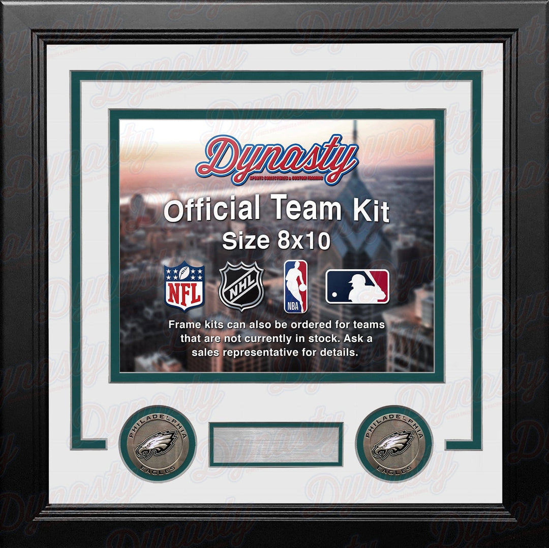 Dynasty Sports & Framing Custom Framing White Matting & Green Trim / Landscape (Horizontal); Standard Glass / No Nameplate or Logos Philadelphia Eagles Custom NFL Football 8x10 Picture Frame Kit (Multiple Colors)