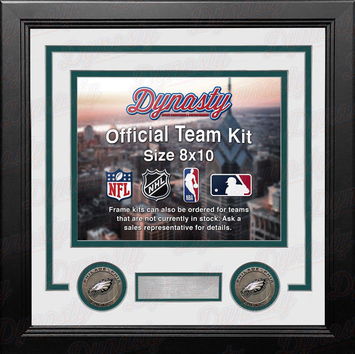 Dynasty Sports & Framing Custom Framing White Matting & Green Trim / Landscape (Horizontal); Standard Glass / No Nameplate or Logos Philadelphia Eagles Custom NFL Football 8x10 Picture Frame Kit (Multiple Colors)
