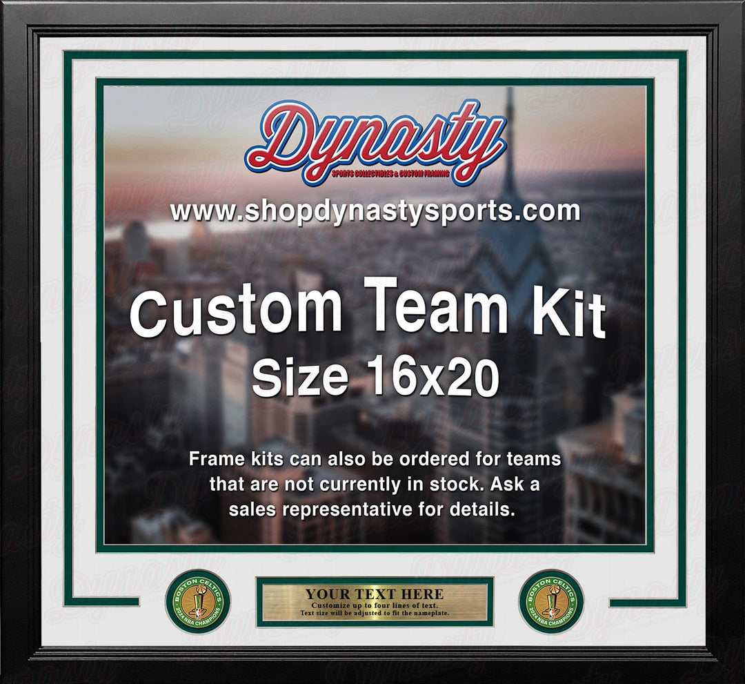 Dynasty Sports & Framing Custom Framing White Matting & Green Trim / Landscape (Horizontal); Standard Glass / No Nameplate or Medallions Boston Celtics 2024 NBA Champions Custom NBA Basketball 16x20 Picture Frame Kit (Multiple Colors)