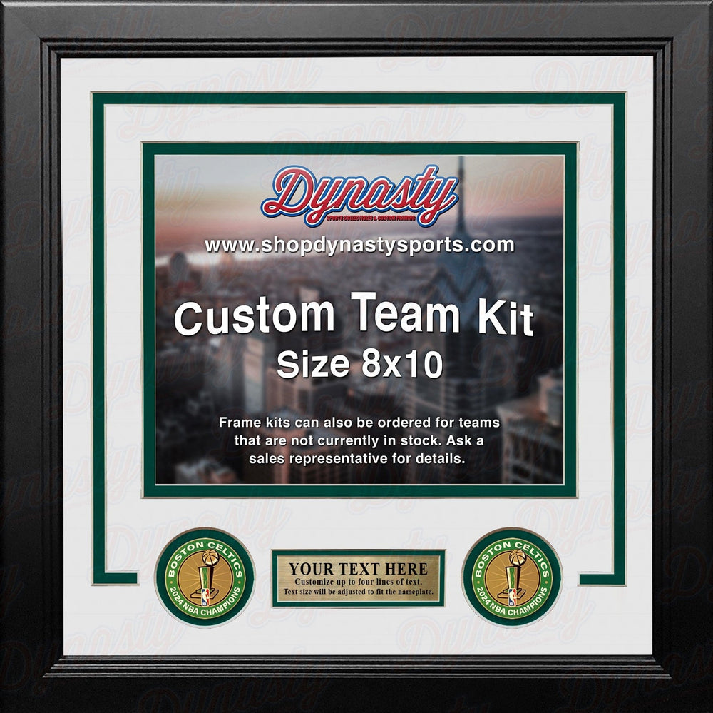 Dynasty Sports & Framing Custom Framing White Matting & Green Trim / Landscape (Horizontal); Standard Glass / No Nameplate or Medallions Boston Celtics 2024 NBA Champions Custom NBA Basketball 8x10 Picture Frame Kit (Multiple Colors)