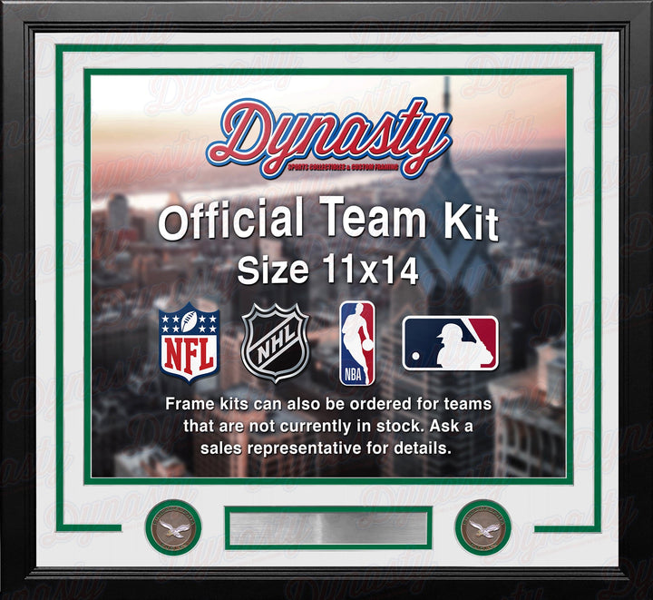 Dynasty Sports & Framing Custom Framing White Matting & Kelly Green Trim / Landscape (Horizontal); Standard Glass / No Nameplate or Medallions Philadelphia Eagles Throwback Custom NFL Football 11x14 Picture Frame Kit (Multiple Colors)