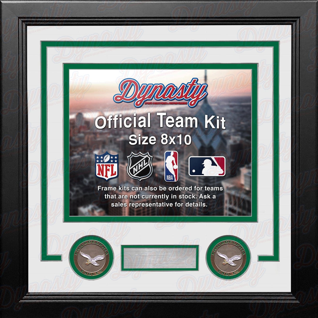 Dynasty Sports & Framing Custom Framing White Matting & Kelly Green Trim / Landscape (Horizontal); Standard Glass / No Nameplate or Medallions Philadelphia Eagles Throwback Custom NFL Football 8x10 Picture Frame Kit (Multiple Colors)