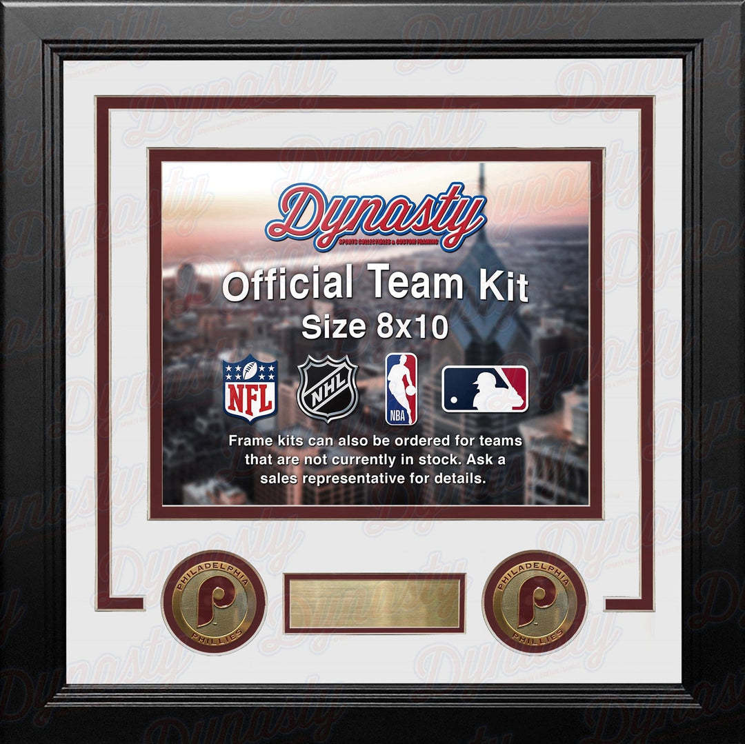 Dynasty Sports & Framing Custom Framing White Matting & Maroon Trim / Landscape (Horizontal); Standard Glass / No Nameplate or Medallions Philadelphia Phillies Throwback Custom MLB Baseball 8x10 Picture Frame Kit (Multiple Colors)