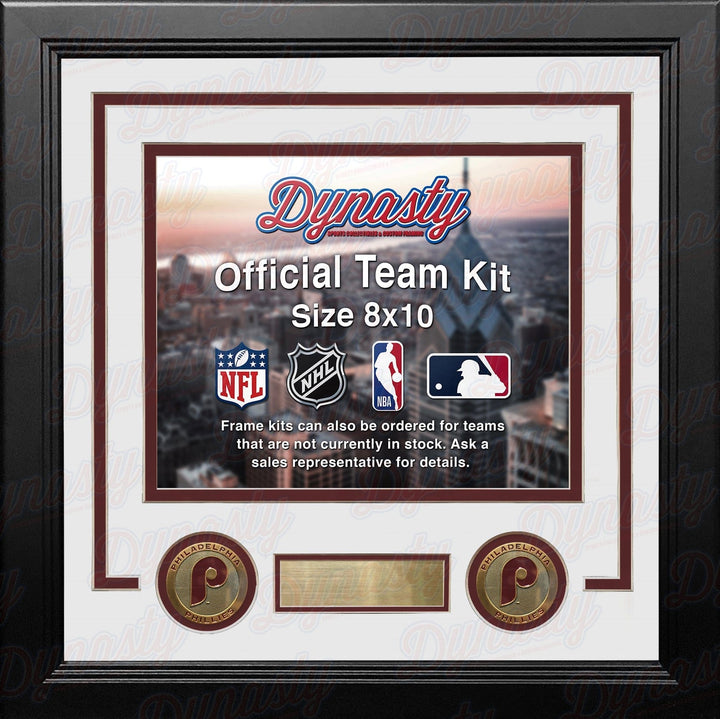 Dynasty Sports & Framing Custom Framing White Matting & Maroon Trim / Landscape (Horizontal); Standard Glass / No Nameplate or Medallions Philadelphia Phillies Throwback Custom MLB Baseball 8x10 Picture Frame Kit (Multiple Colors)