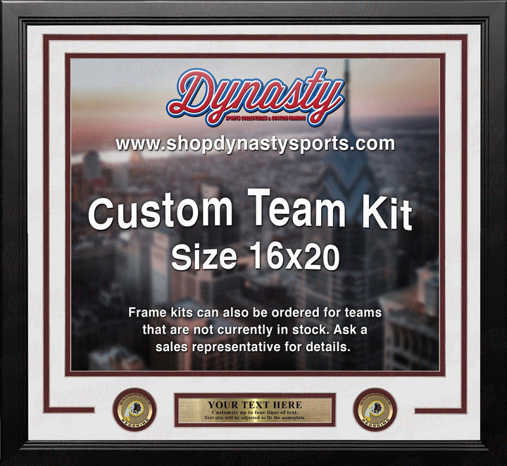 Dynasty Sports & Framing Custom Framing White Matting & Maroon Trim / Landscape (Horizontal); Standard Glass / No Nameplate or Medallions Washington Redskins Custom NFL Football 16x20 Picture Frame Kit (Multiple Colors)