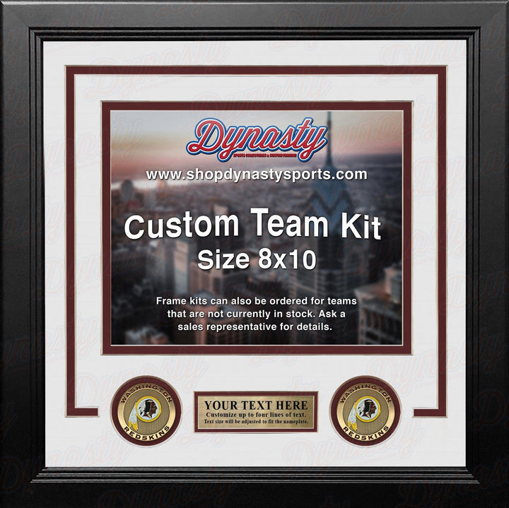 Dynasty Sports & Framing Custom Framing White Matting & Maroon Trim / Landscape (Horizontal); Standard Glass / No Nameplate or Medallions Washington Redskins Custom NFL Football 8x10 Picture Frame Kit (Multiple Colors)