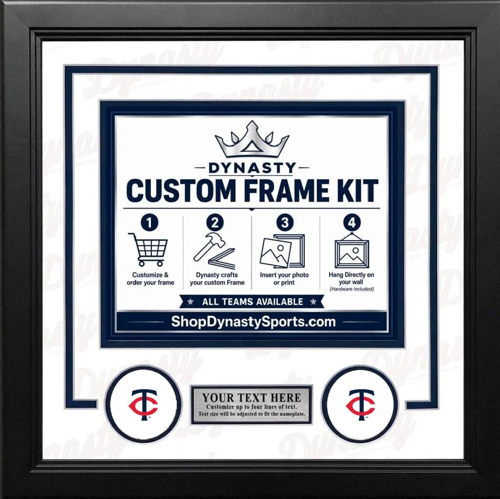 Dynasty Sports & Framing Custom Framing White Matting & Navy Blue Trim / Landscape (Horizontal); Standard Glass / No Nameplate or Logos Minnesota Twins Custom MLB Baseball 11x14 Picture Frame Kit (Multiple Colors)