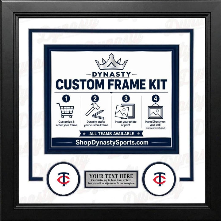 Dynasty Sports & Framing Custom Framing White Matting & Navy Blue Trim / Landscape (Horizontal); Standard Glass / No Nameplate or Logos Minnesota Twins Custom MLB Baseball 16x20 Picture Frame Kit (Multiple Colors)