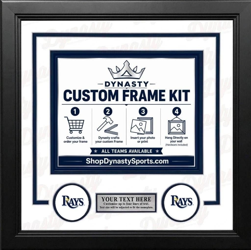 Dynasty Sports & Framing Custom Framing White Matting & Navy Blue Trim / Landscape (Horizontal); Standard Glass / No Nameplate or Logos Tampa Bay Rays Custom MLB Baseball 8x10 Picture Frame Kit (Multiple Colors)