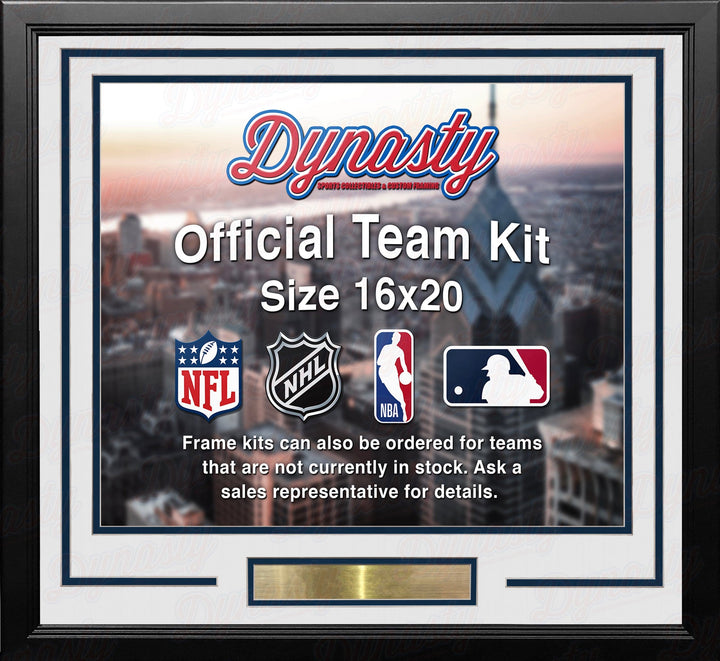 Dynasty Sports & Framing Custom Framing White Matting & Navy Blue Trim / Landscape (Horizontal); Standard Glass / No Nameplate or Medallions Denver Nuggets Custom NBA Basketball 16x20 Picture Frame Kit (Multiple Colors)