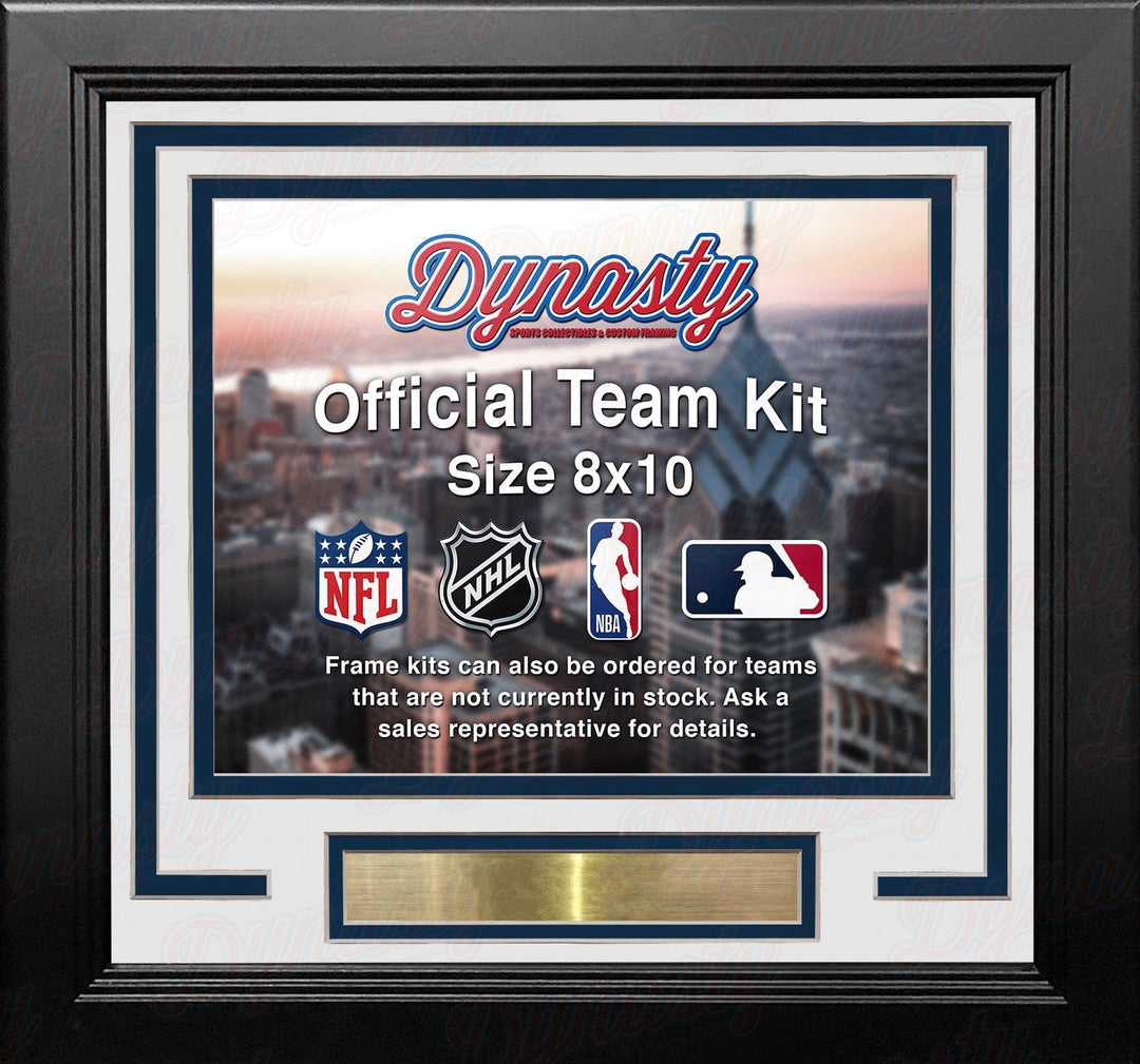 Dynasty Sports & Framing Custom Framing White Matting & Navy Blue Trim / Landscape (Horizontal); Standard Glass / No Nameplate or Medallions Denver Nuggets Custom NBA Basketball 8x10 Picture Frame Kit (Multiple Colors)