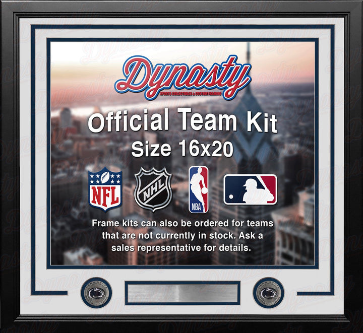 Dynasty Sports & Framing Custom Framing White Matting & Navy Blue Trim / Landscape (Horizontal); Standard Glass / No Nameplate or Medallions Penn State Nittany Lions Custom NCAA College 16x20 Picture Frame Kit (Multiple Colors)
