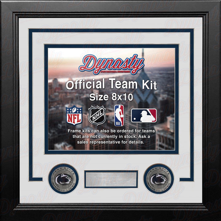 Dynasty Sports & Framing Custom Framing White Matting & Navy Blue Trim / Landscape (Horizontal); Standard Glass / No Nameplate or Medallions Penn State Nittany Lions Custom NCAA College 8x10 Picture Frame Kit (Multiple Colors)