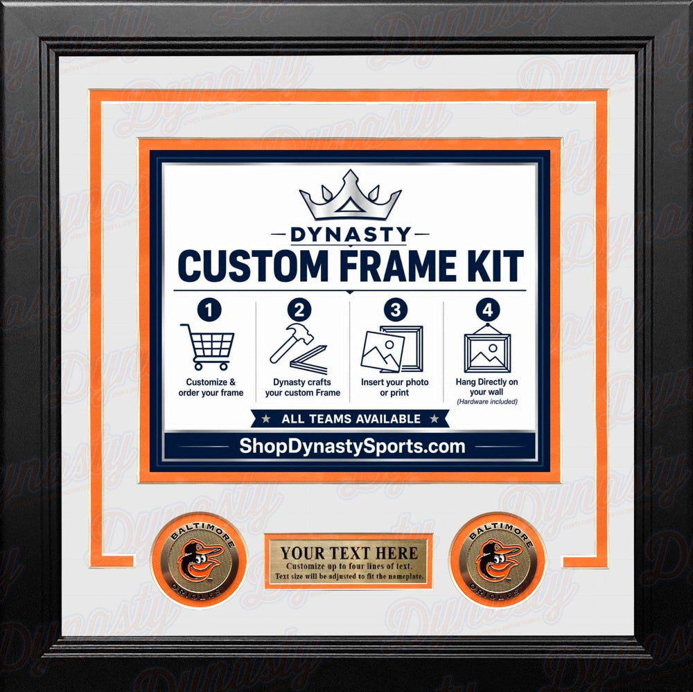 Dynasty Sports & Framing Custom Framing White Matting & Orange Trim / Landscape (Horizontal); Standard Glass / No Nameplate or Medallions Baltimore Orioles Custom MLB Baseball 8x10 Picture Frame Kit (Multiple Colors)