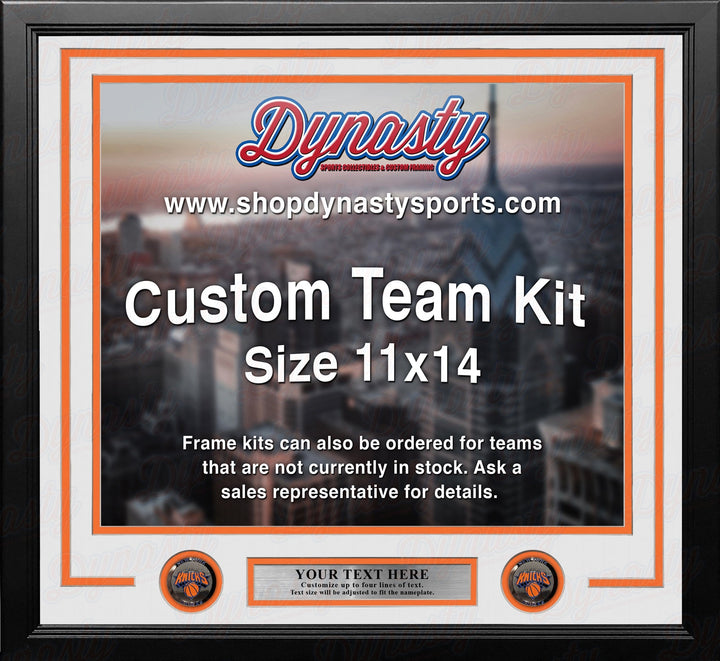 Dynasty Sports & Framing Custom Framing White Matting & Orange Trim / Landscape (Horizontal); Standard Glass / No Nameplate or Medallions New York Knicks Custom NBA Basketball 11x14 Picture Frame Kit (Multiple Colors)