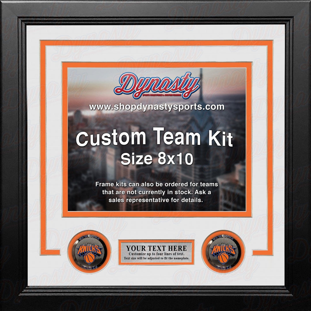 Dynasty Sports & Framing Custom Framing White Matting & Orange Trim / Landscape (Horizontal); Standard Glass / No Nameplate or Medallions New York Knicks Custom NBA Basketball 8x10 Picture Frame Kit (Multiple Colors)