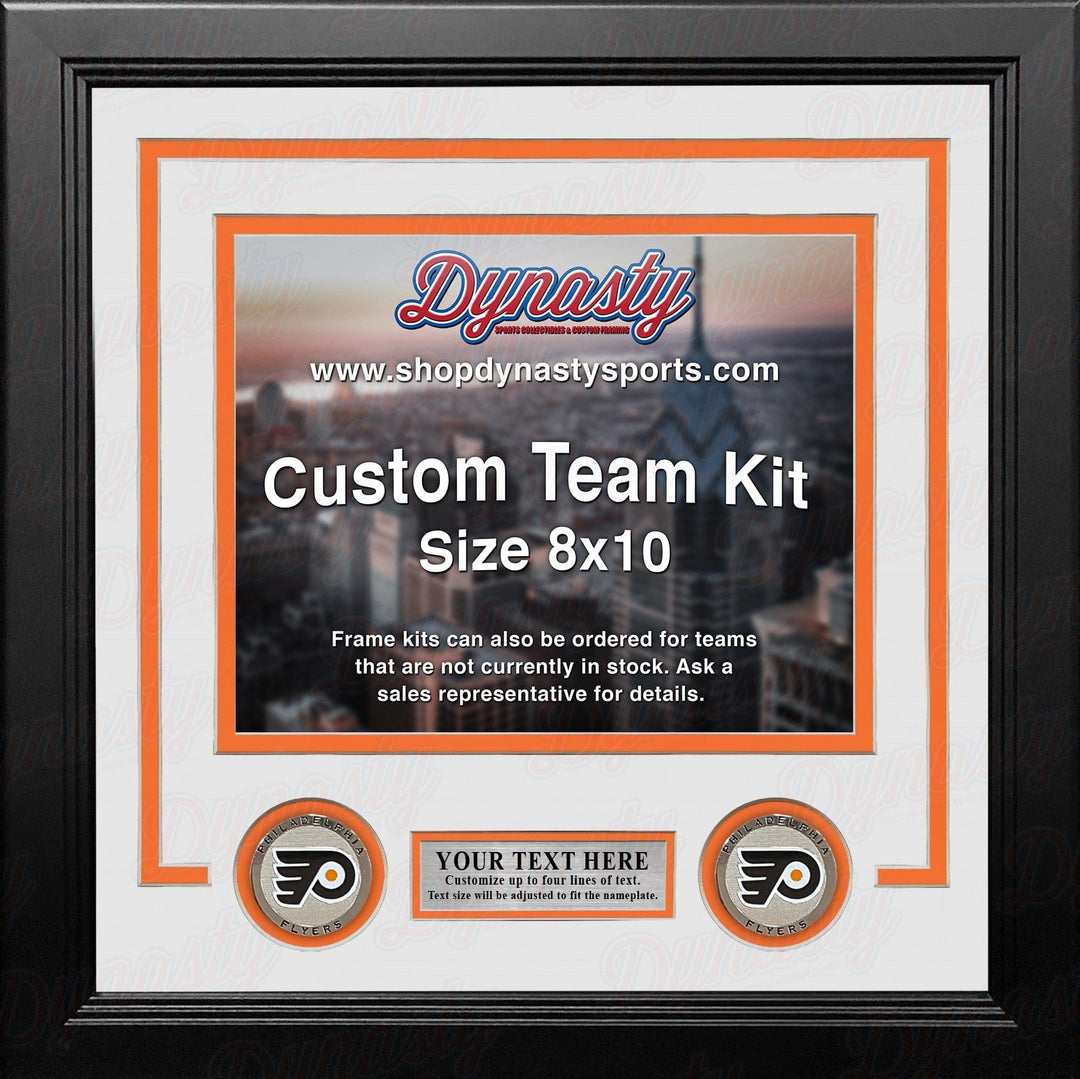 Dynasty Sports & Framing Custom Framing White Matting & Orange Trim / Landscape (Horizontal); Standard Glass / No Nameplate or Medallions Philadelphia Flyers Custom NHL Hockey 8x10 Picture Frame Kit (Multiple Colors)
