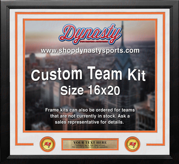 Dynasty Sports & Framing Custom Framing White Matting & Orange Trim / Landscape (Horizontal); Standard Glass / No Nameplate or Medallions Tampa Bay Buccaneers Throwback Custom NFL Football 16x20 Picture Frame Kit (Multiple Colors)
