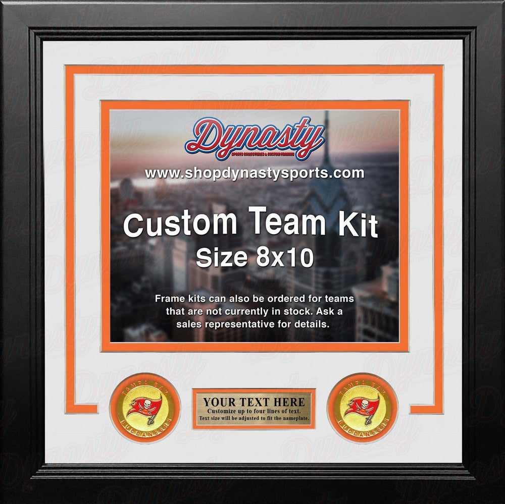 Dynasty Sports & Framing Custom Framing White Matting & Orange Trim / Landscape (Horizontal); Standard Glass / No Nameplate or Medallions Tampa Bay Buccaneers Throwback Custom NFL Football 8x10 Picture Frame Kit (Multiple Colors)