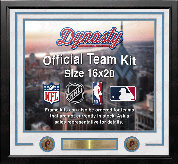 Dynasty Sports & Framing Custom Framing White Matting & Powder Blue Trim / Landscape (Horizontal); Standard Glass / No Nameplate or Medallions Philadelphia Phillies Throwback Custom MLB Baseball 16x20 Picture Frame Kit (Multiple Colors)