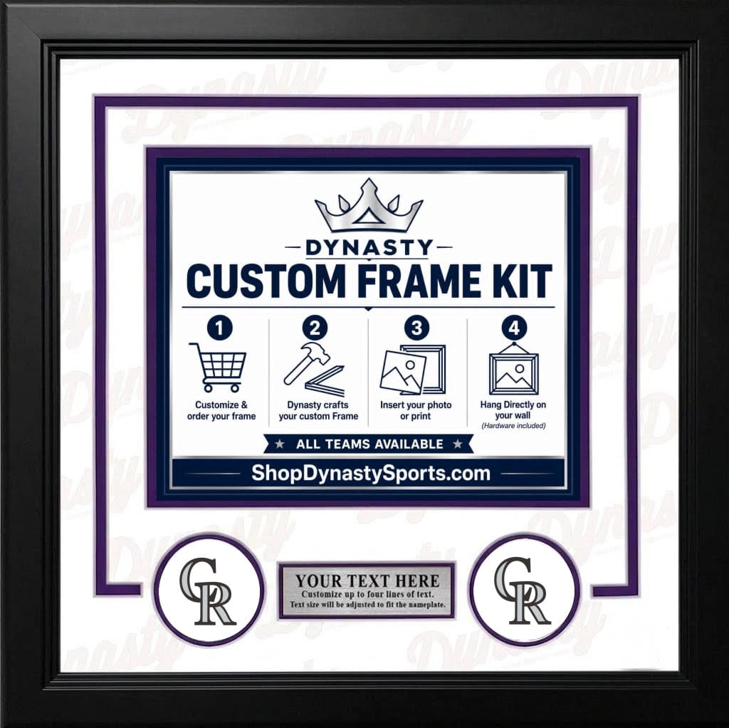 Dynasty Sports & Framing Custom Framing White Matting & Purple Trim / Landscape (Horizontal); Standard Glass / No Nameplate or Logos Colorado Rockies Custom MLB Baseball 8x10 Picture Frame Kit (Multiple Colors)
