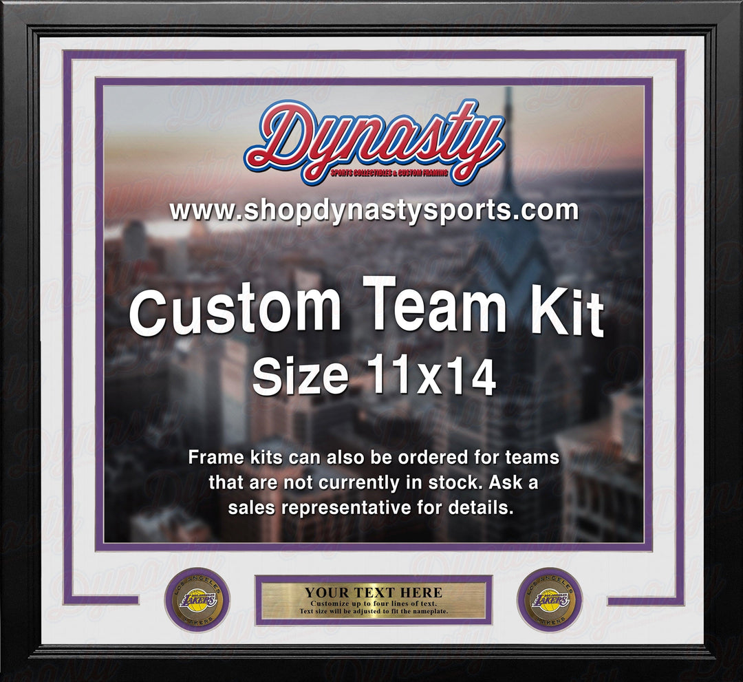 Dynasty Sports & Framing Custom Framing White Matting & Purple Trim / Landscape (Horizontal); Standard Glass / No Nameplate or Medallions Los Angeles Lakers Custom NBA Basketball 11x14 Picture Frame Kit (Multiple Colors)
