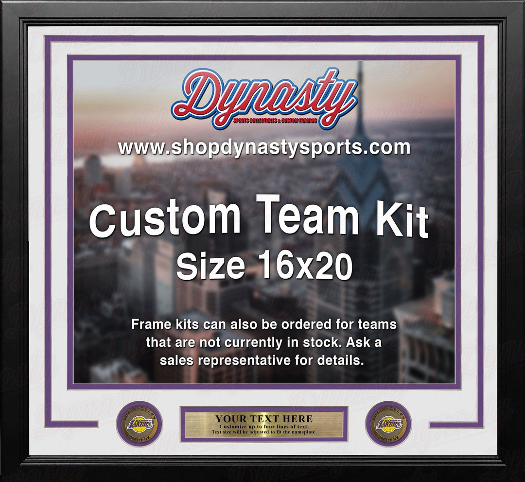 Dynasty Sports & Framing Custom Framing White Matting & Purple Trim / Landscape (Horizontal); Standard Glass / No Nameplate or Medallions Los Angeles Lakers Custom NBA Basketball 16x20 Picture Frame Kit (Multiple Colors)