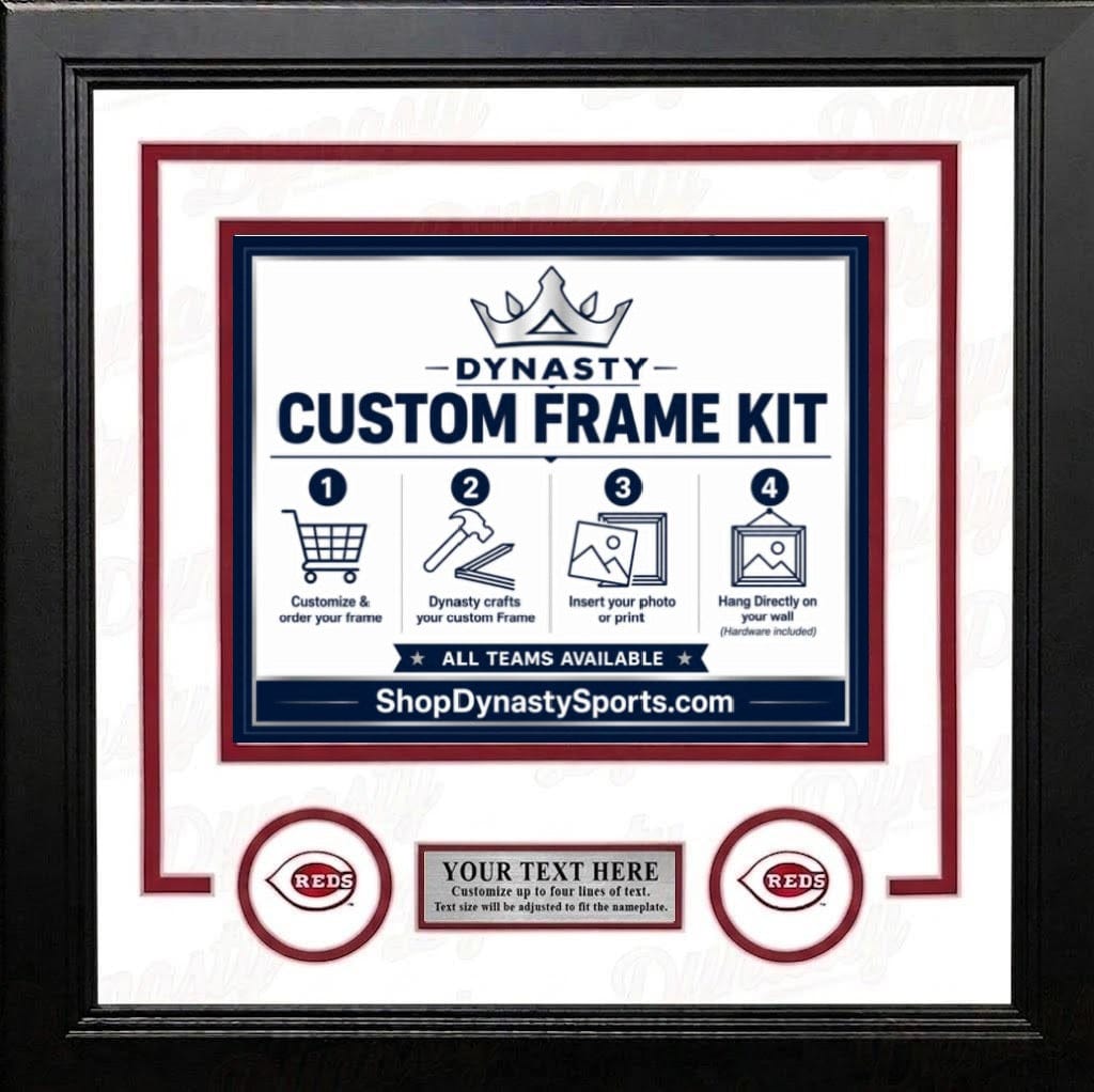 Dynasty Sports & Framing Custom Framing White Matting & Red Trim / Landscape (Horizontal); Standard Glass / No Nameplate or Logos Cincinnati Reds Custom MLB Baseball 11x14 Picture Frame Kit (Multiple Colors)