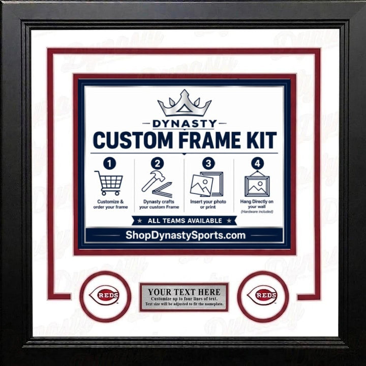 Dynasty Sports & Framing Custom Framing White Matting & Red Trim / Landscape (Horizontal); Standard Glass / No Nameplate or Logos Cincinnati Reds Custom MLB Baseball 11x14 Picture Frame Kit (Multiple Colors)