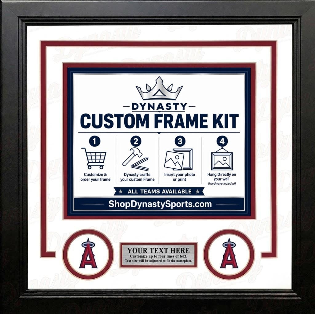 Dynasty Sports & Framing Custom Framing White Matting & Red Trim / Landscape (Horizontal); Standard Glass / No Nameplate or Logos Los Angeles Angels Custom MLB Baseball 11x14 Picture Frame Kit (Multiple Colors)