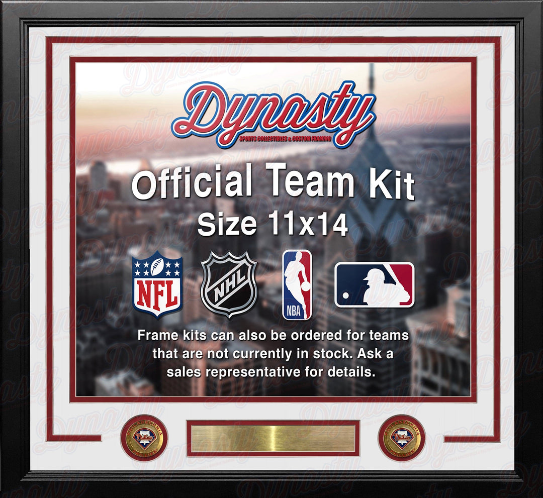 Dynasty Sports & Framing Custom Framing White Matting & Red Trim / Landscape (Horizontal); Standard Glass / No Nameplate or Medallions Philadelphia Phillies Custom MLB Baseball 16x20 Picture Frame Kit (Multiple Colors)