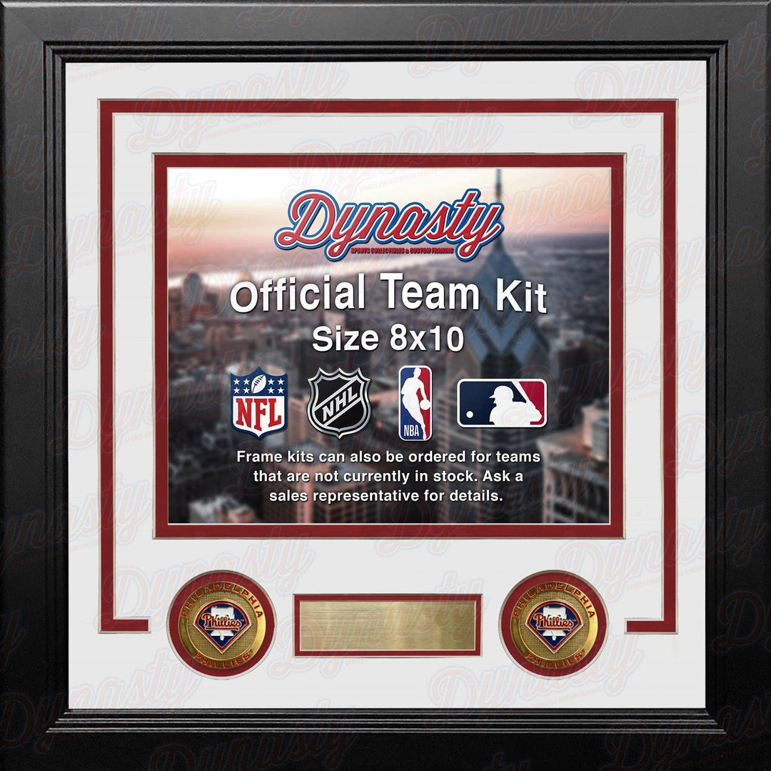 Dynasty Sports & Framing Custom Framing White Matting & Red Trim / Landscape (Horizontal); Standard Glass / No Nameplate or Medallions Philadelphia Phillies Custom MLB Baseball 8x10 Picture Frame Kit (Multiple Colors)