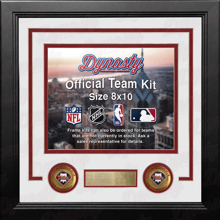 Dynasty Sports & Framing Custom Framing White Matting & Red Trim / Landscape (Horizontal); Standard Glass / No Nameplate or Medallions Philadelphia Phillies Custom MLB Baseball 8x10 Picture Frame Kit (Multiple Colors)