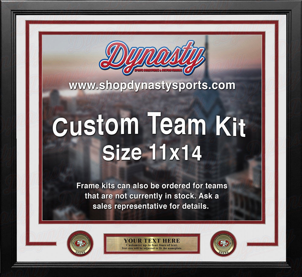 Dynasty Sports & Framing Custom Framing White Matting & Red Trim / Landscape (Horizontal); Standard Glass / No Nameplate or Medallions San Francisco 49ers Custom NFL Football 11x14 Picture Frame Kit (Multiple Colors)